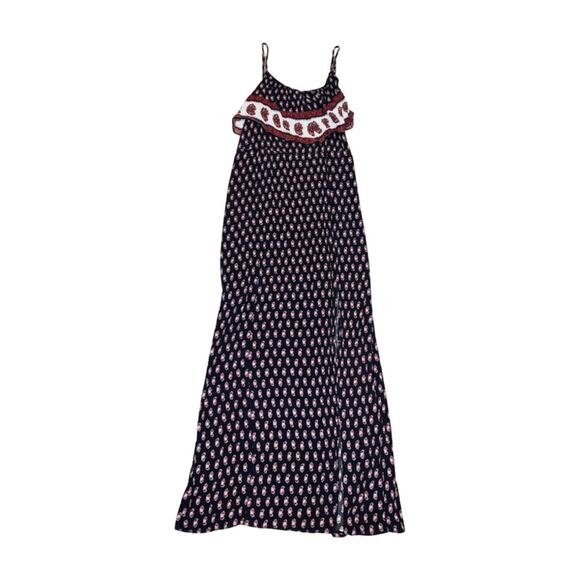 American Eagle Maxi Dress Adjust Straps Boho Side Slit Open Back Size L - Picture 1 of 4